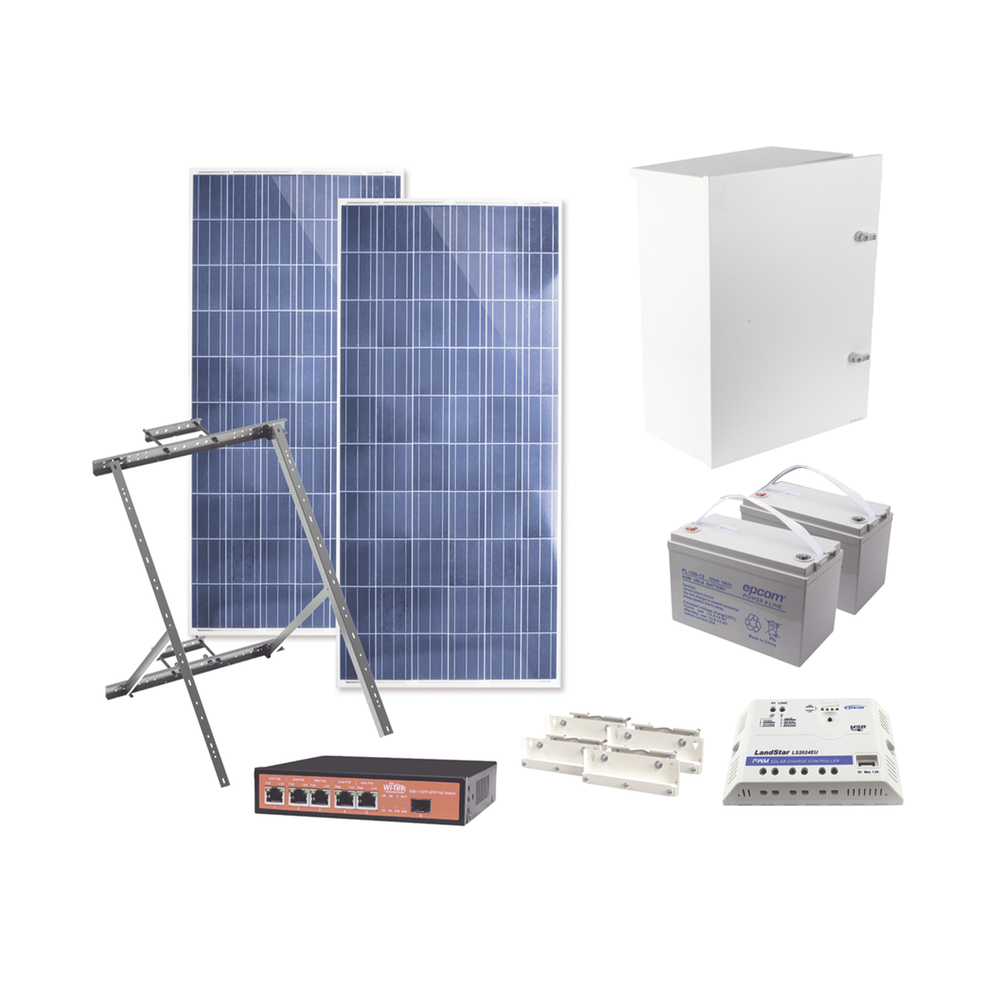 Kit Solar Witek de 28 W con 5 Puertos PoE 802.3 af y PoE Pasivo 24 V 