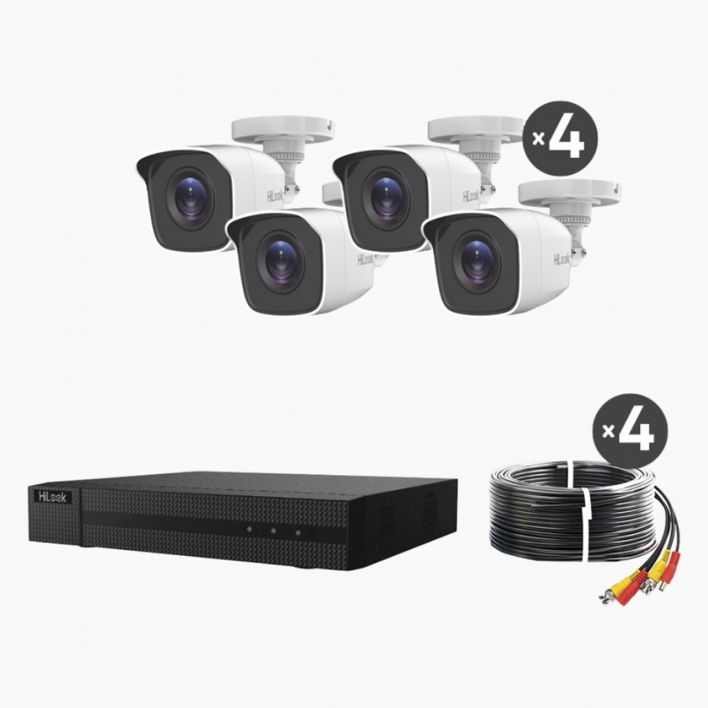 KIT TurboHD 1080p (2 Megapíxeles)  / DVR 4 canales / 4 Cámaras Bala de Metal 