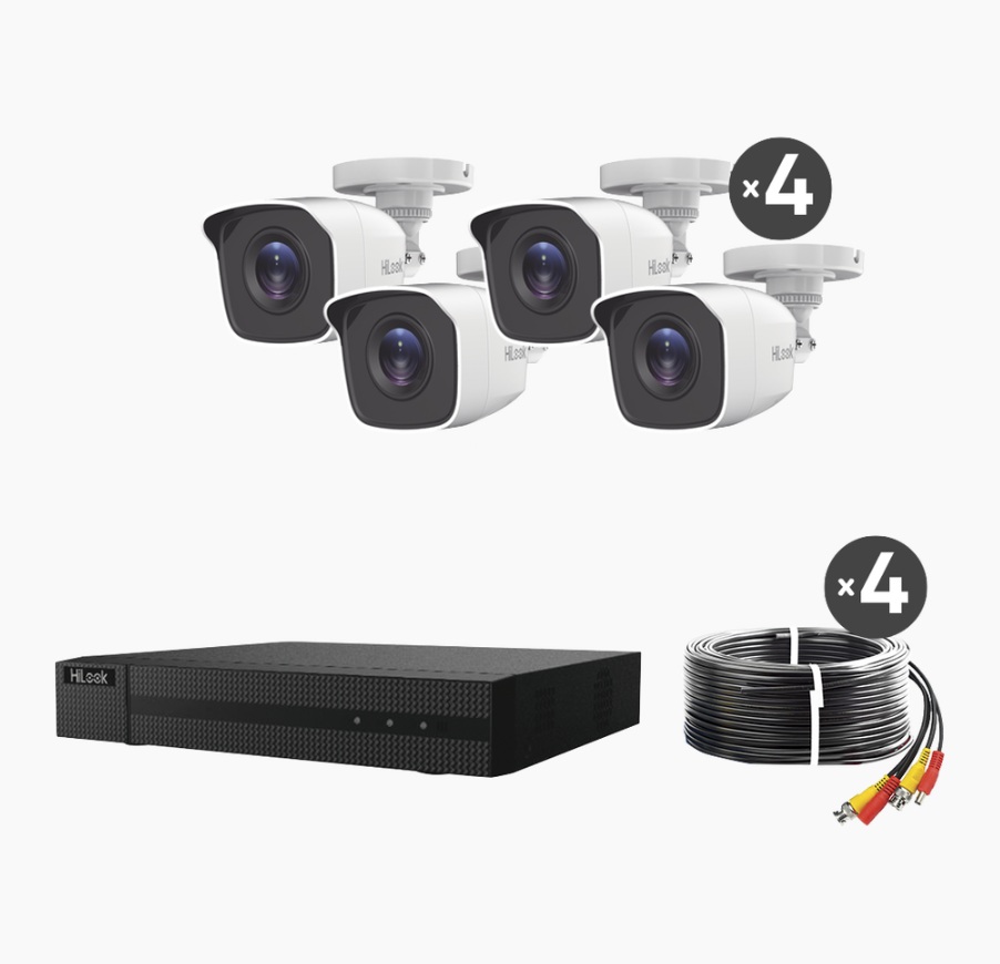 KIT TurboHD 1080p (2 Megapíxeles)  / DVR 4 canales / 4 Cámaras Bala de Metal 