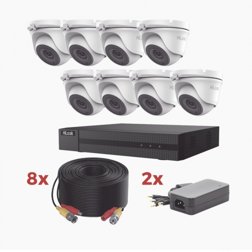 Kit TurboHD DVR 8 Canales 1080p Lite, 8 Cámaras turret metal 1080p, accesorios